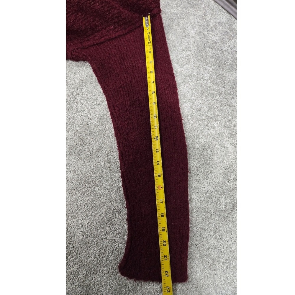 Free People Alpaca Blend Oversized V-Neck Knit Sweater Burgundy Womens Size M - Picture 7 of 8